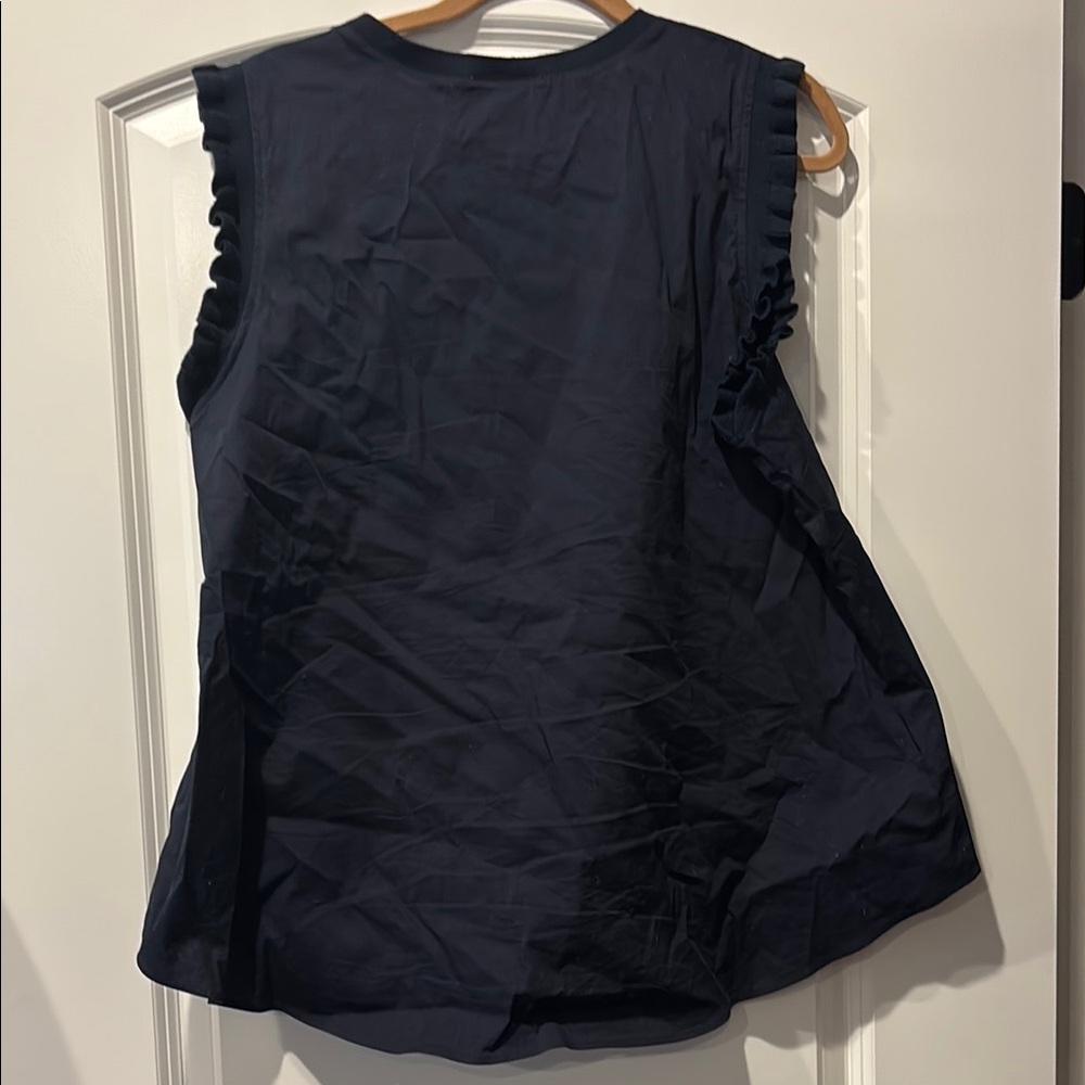 Navy Ruffle Sleeve Top - Picture 4 of 4